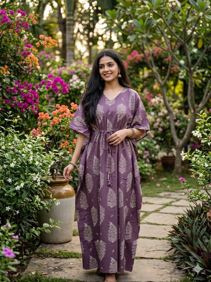 Floral feeding kaftan-lilac