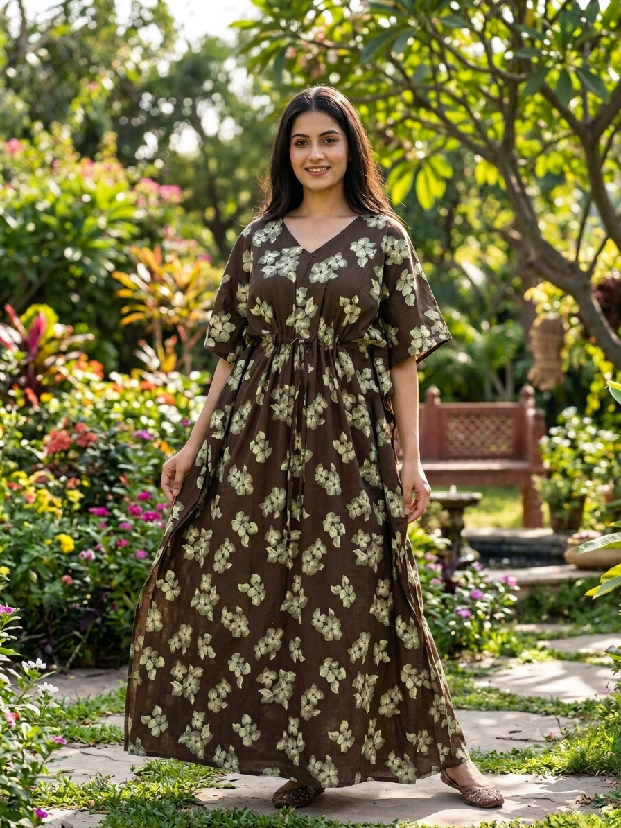 Floral feeding kaftan-mehandi