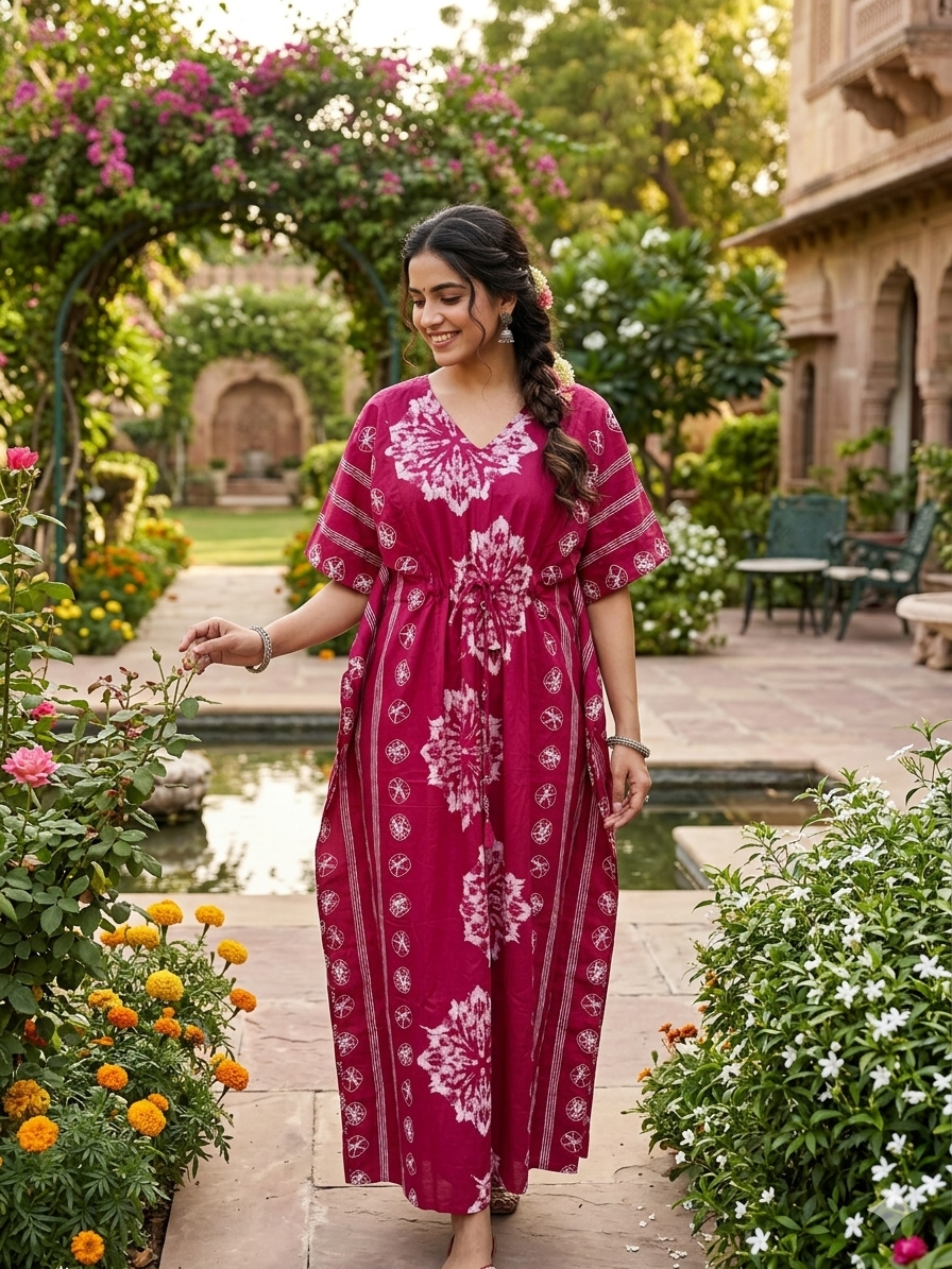 Floral feeding kaftan-magenta