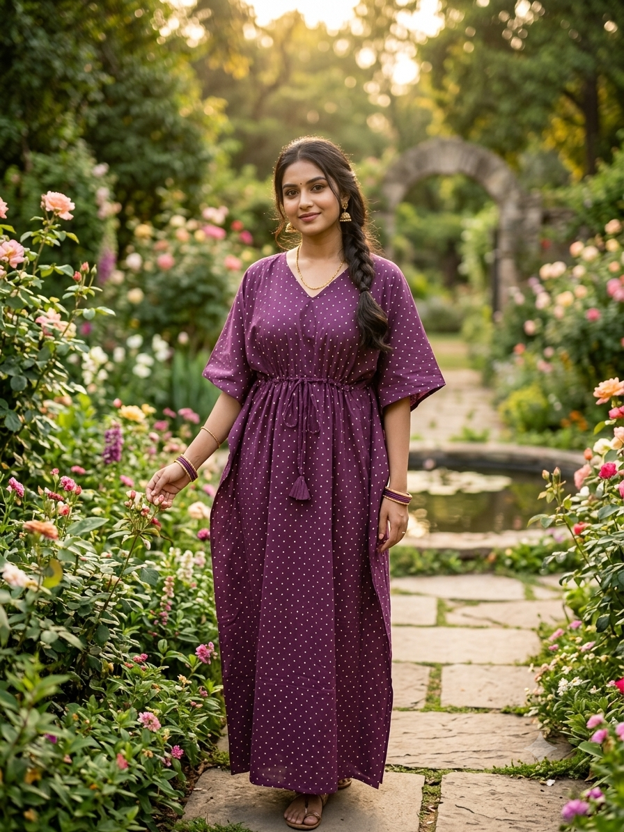 Polka feeding kaftan-lilac