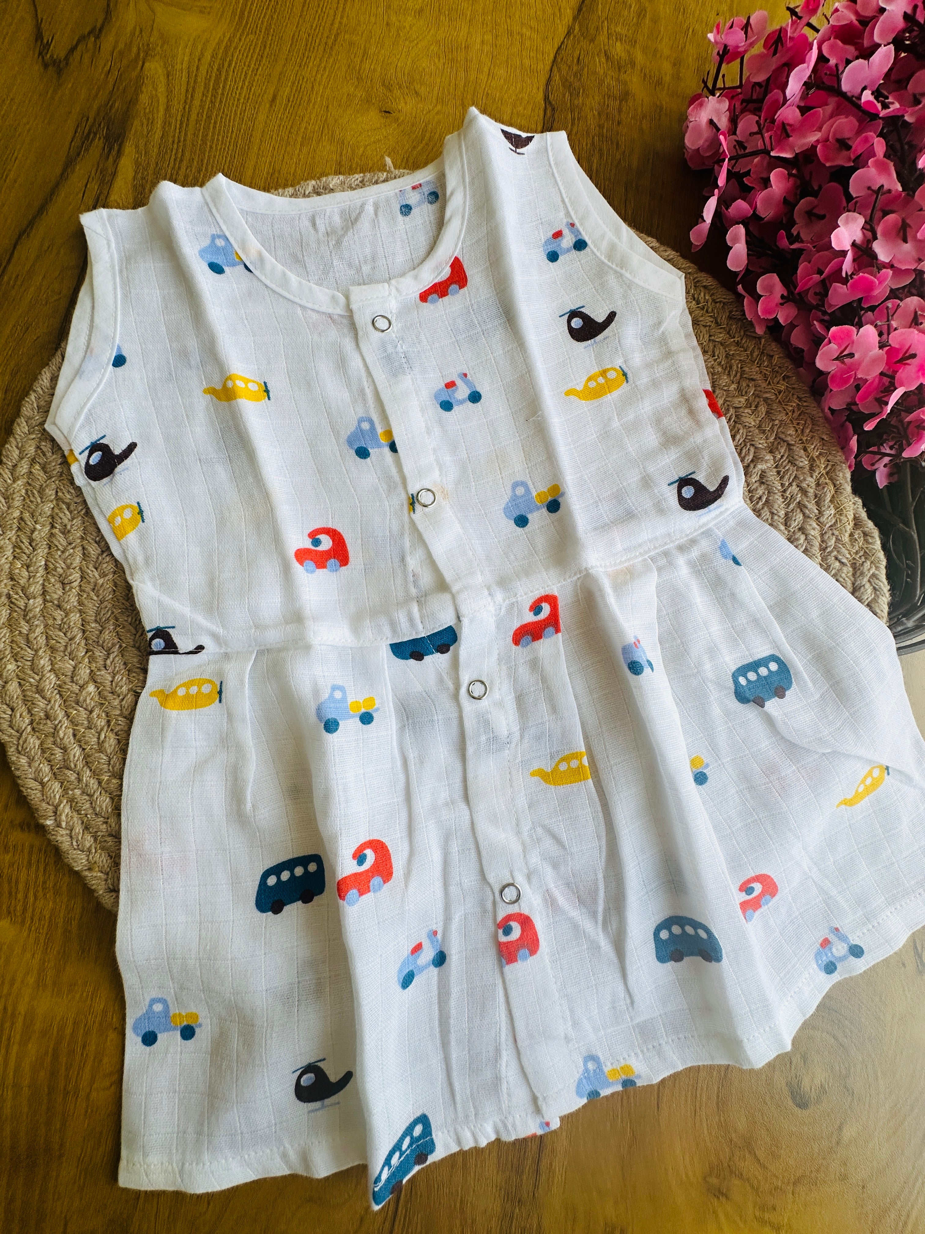 muslin frocks front open (3-6months)