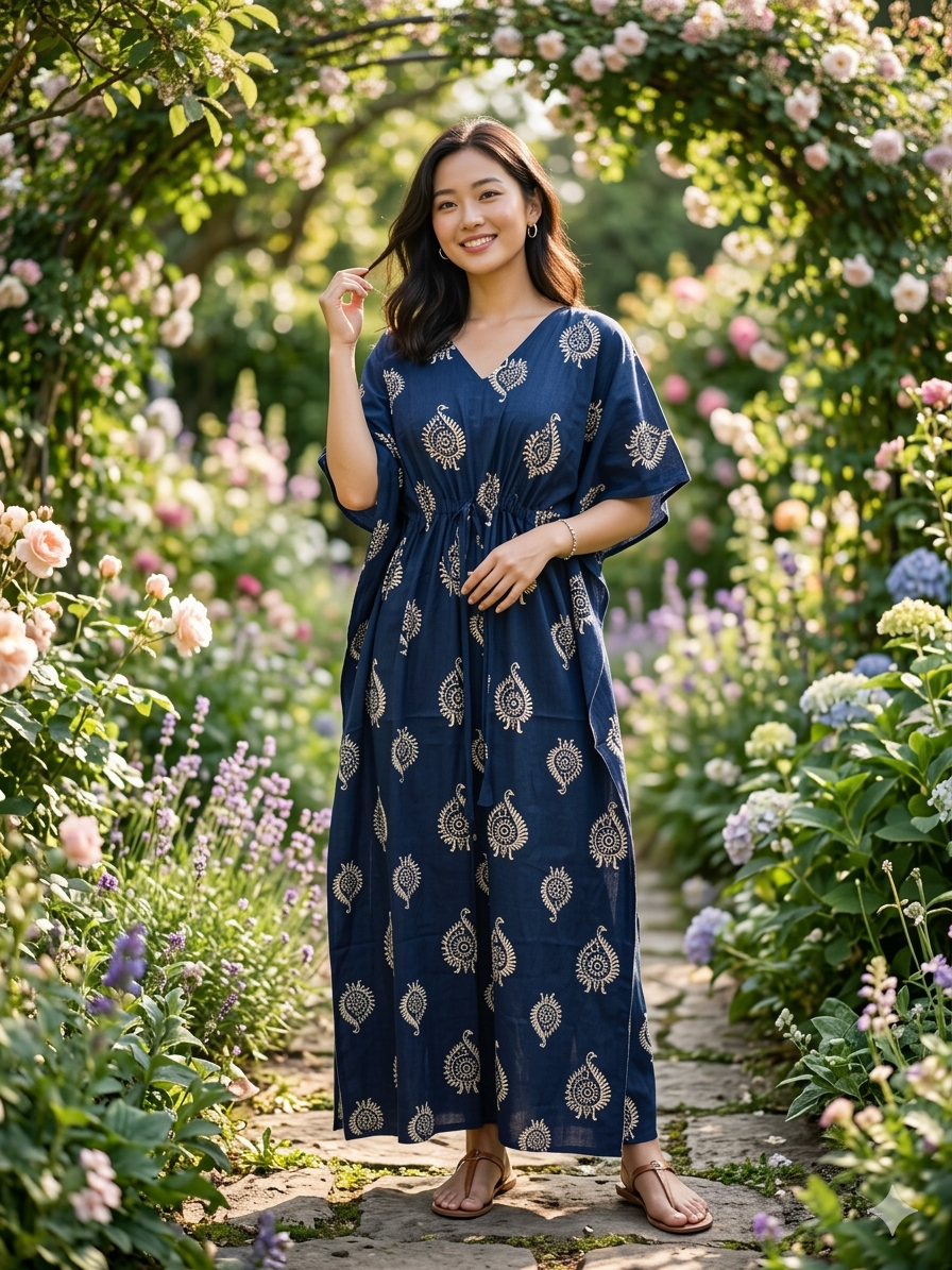 Ajrak feeding kaftans - navyblue
