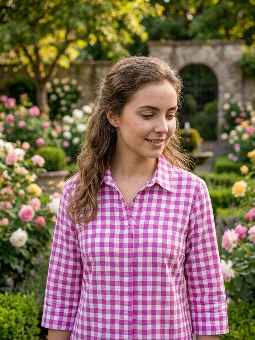 Check Shirt-collar feeding frock