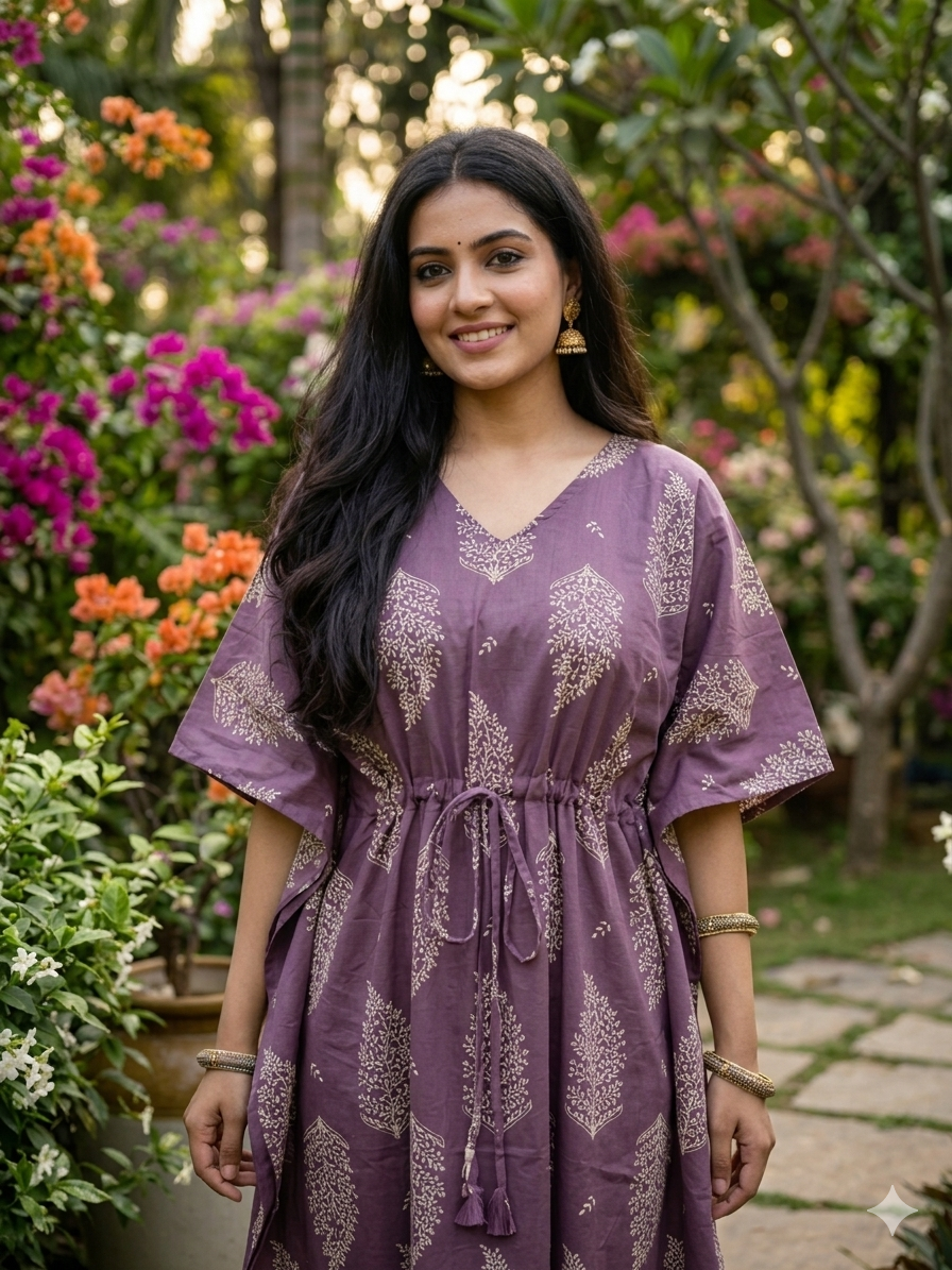 Floral feeding kaftan-lilac