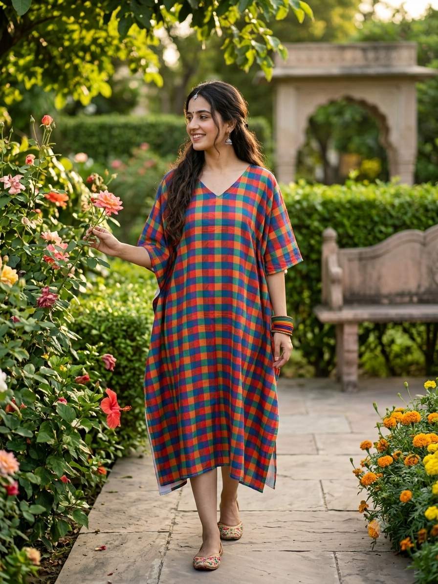 Madrass check kaftan top