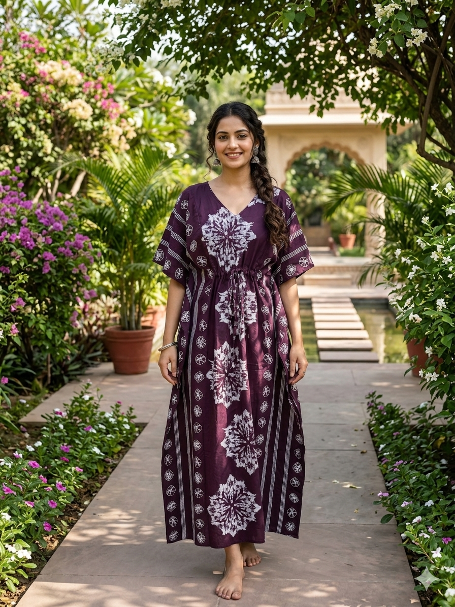 Floral feeding kaftan-wine