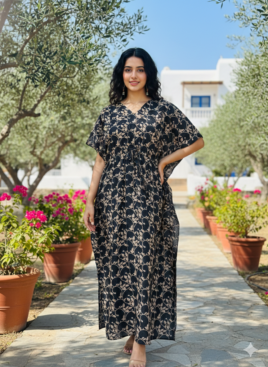 Kalankari nonfeeding kaftans-black