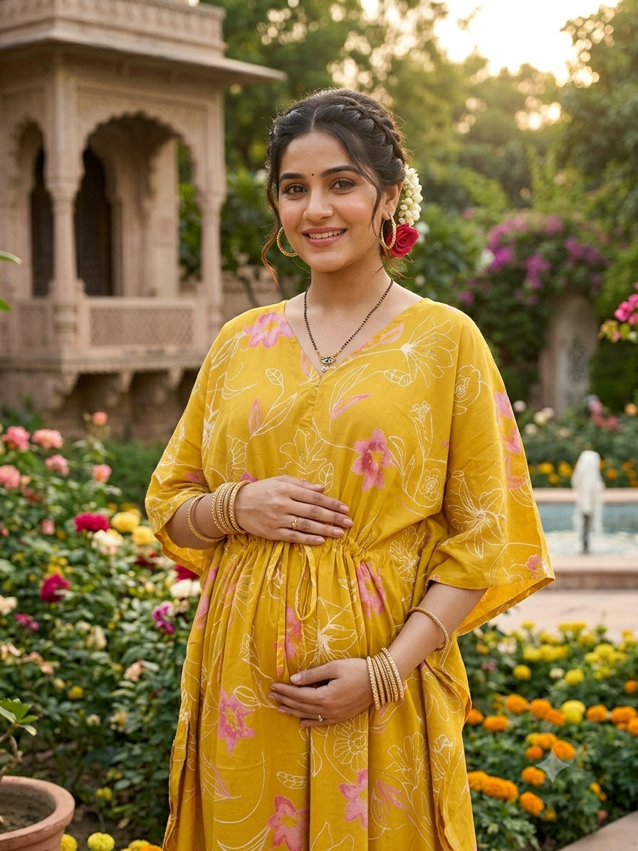 Premium floral plus size kaftan in pure soft cambric cotton fabric with centre zip &length 57” (free size L-5xl)
