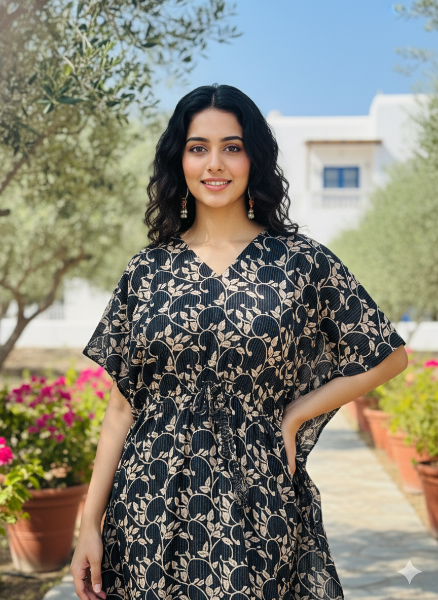Kalankari nonfeeding kaftans-black