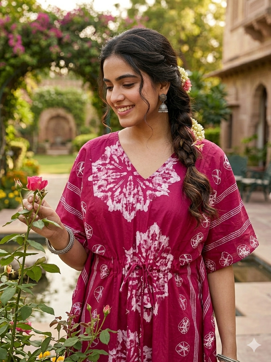 Floral feeding kaftan-magenta
