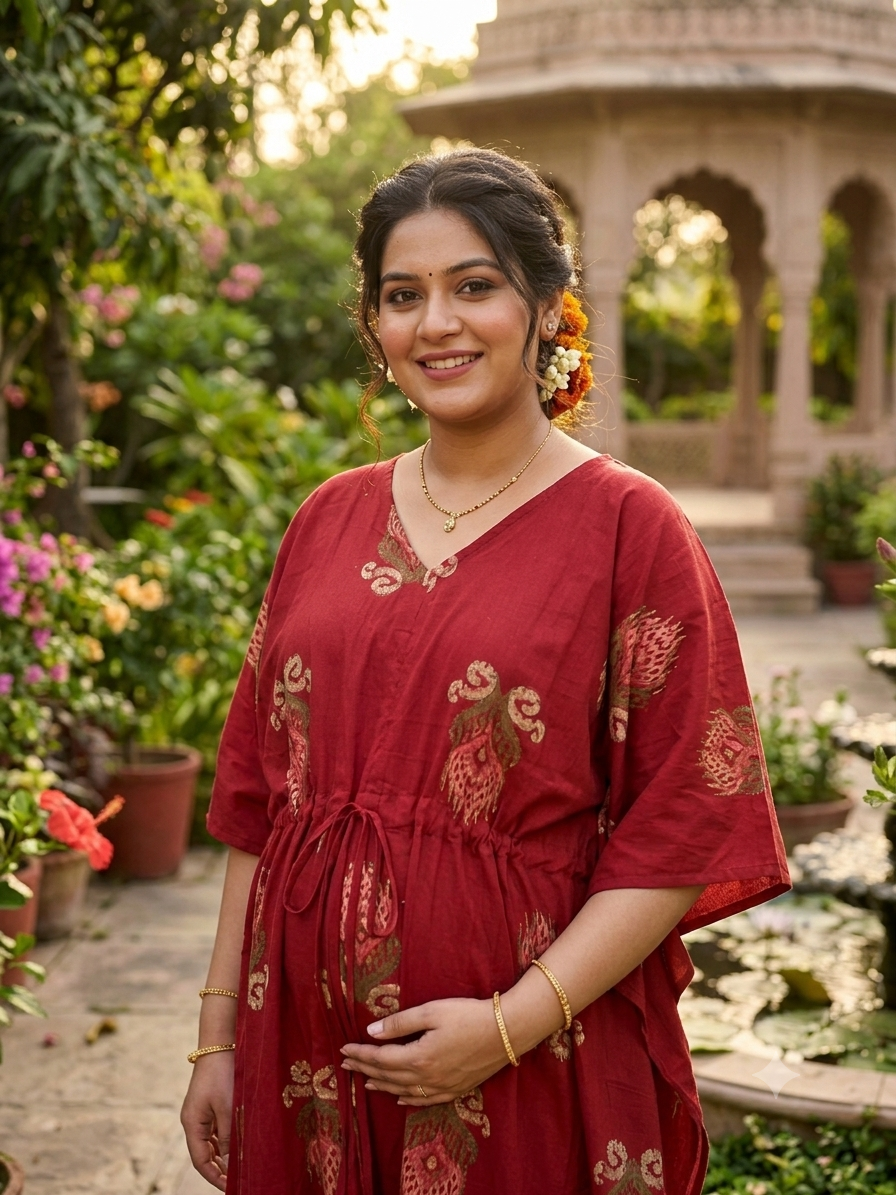 Premium floral kaftan in pure soft cotton fabric with centre zip &length 57”