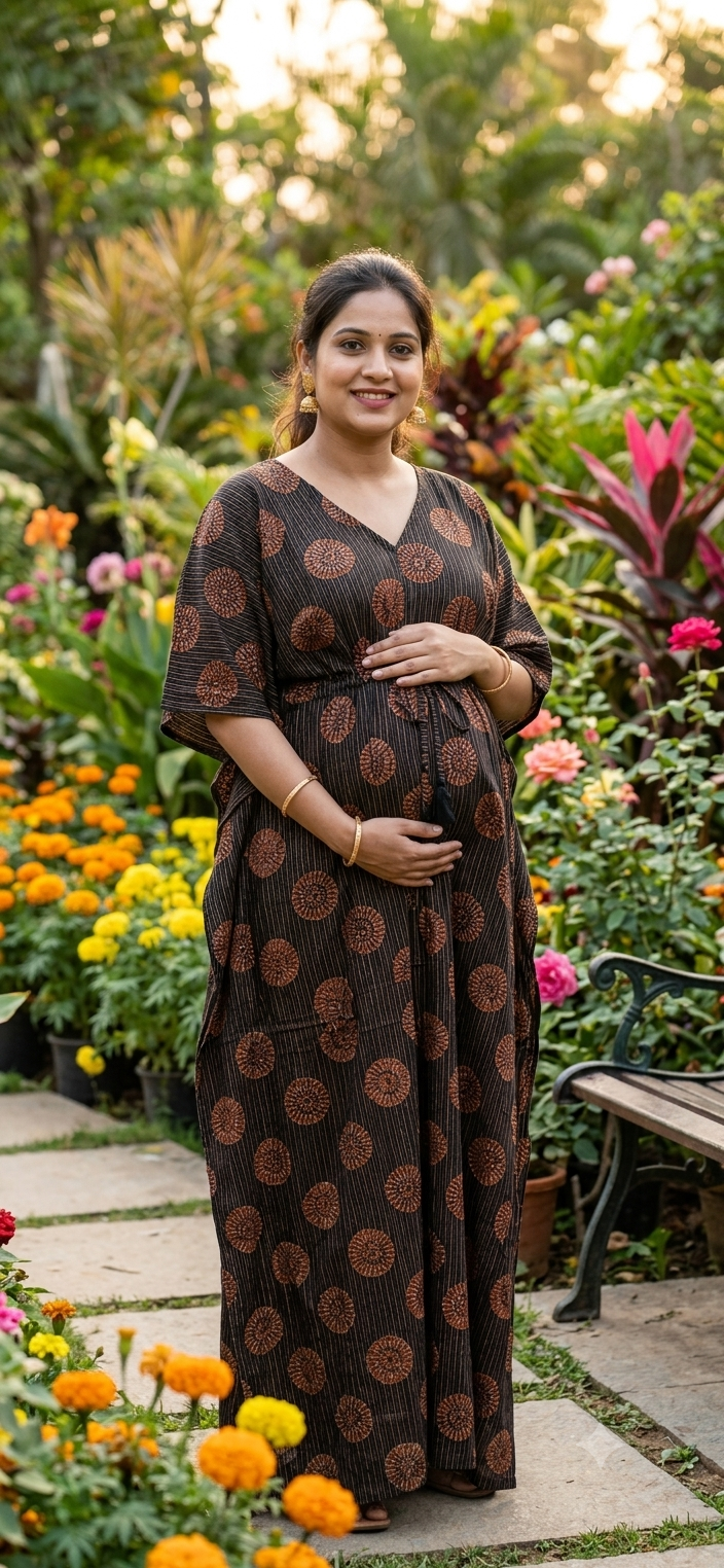 Premium ajrak plus size kaftan in pure soft cambric cotton fabric with centre zip &length 57” (free size L-5xl)