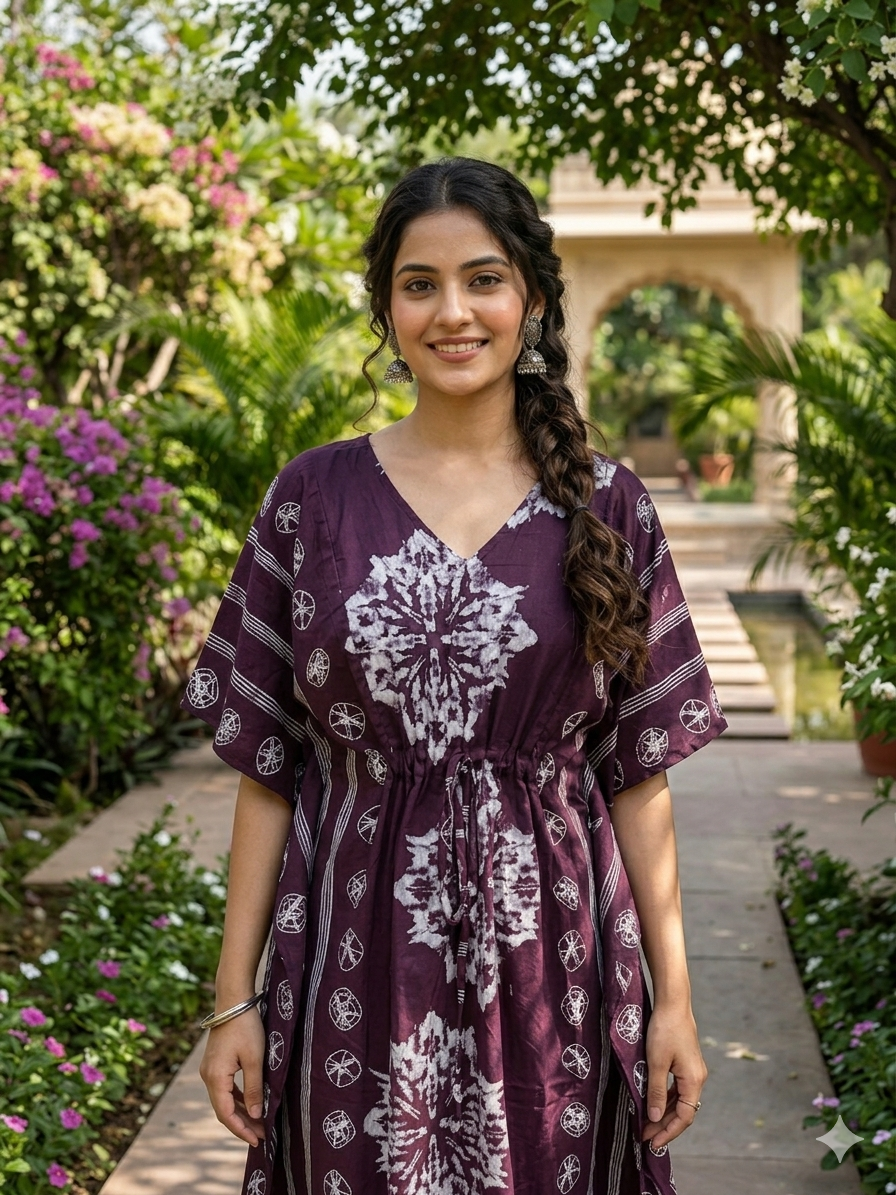Floral feeding kaftan-wine