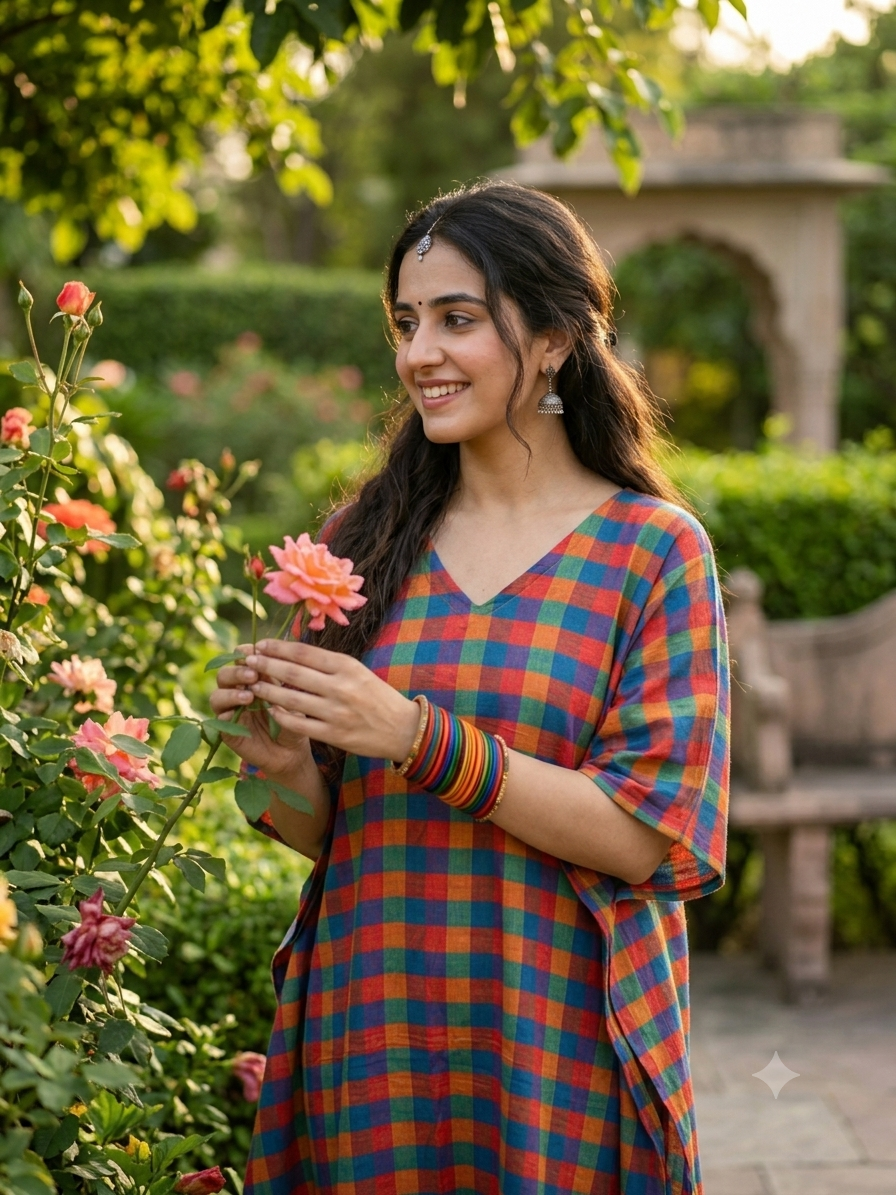 Madrass check kaftan top