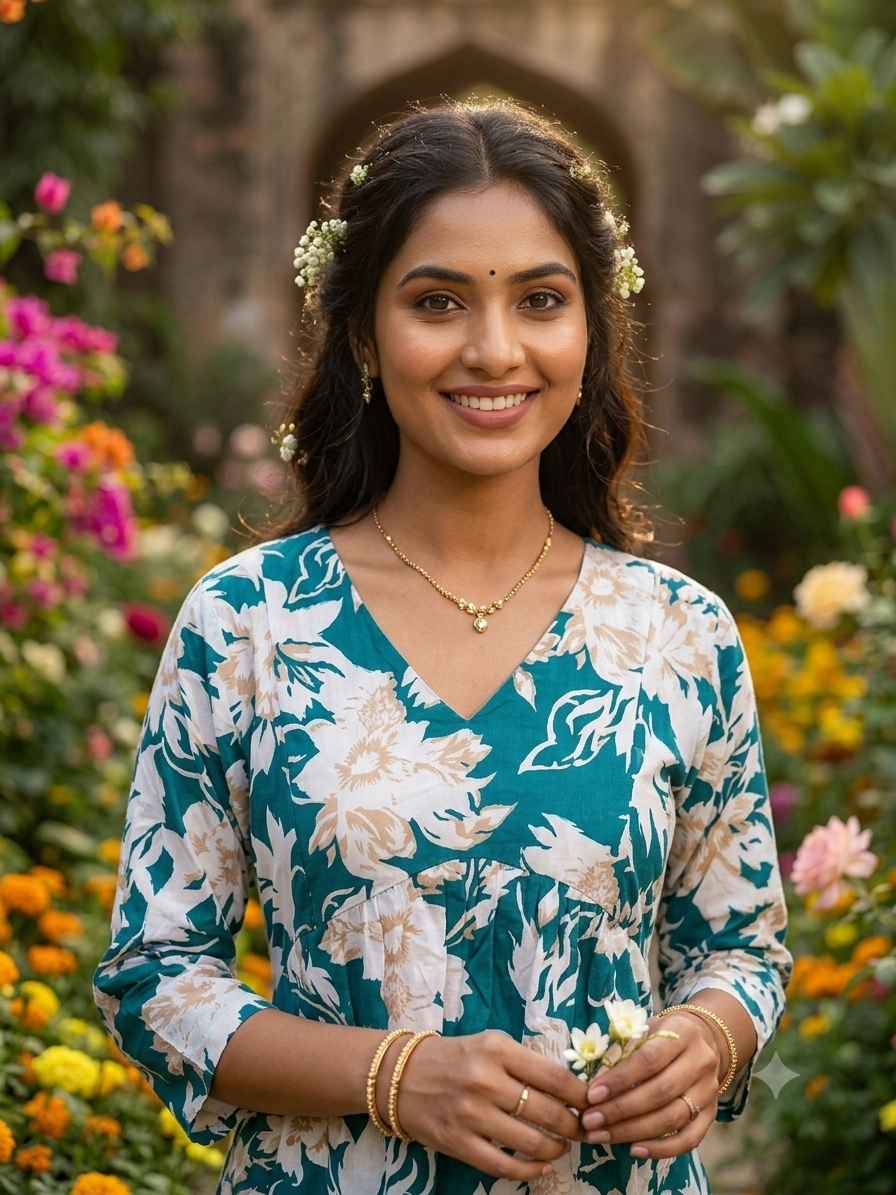 Floral aliacut 3/4 sleeve feeding frock
