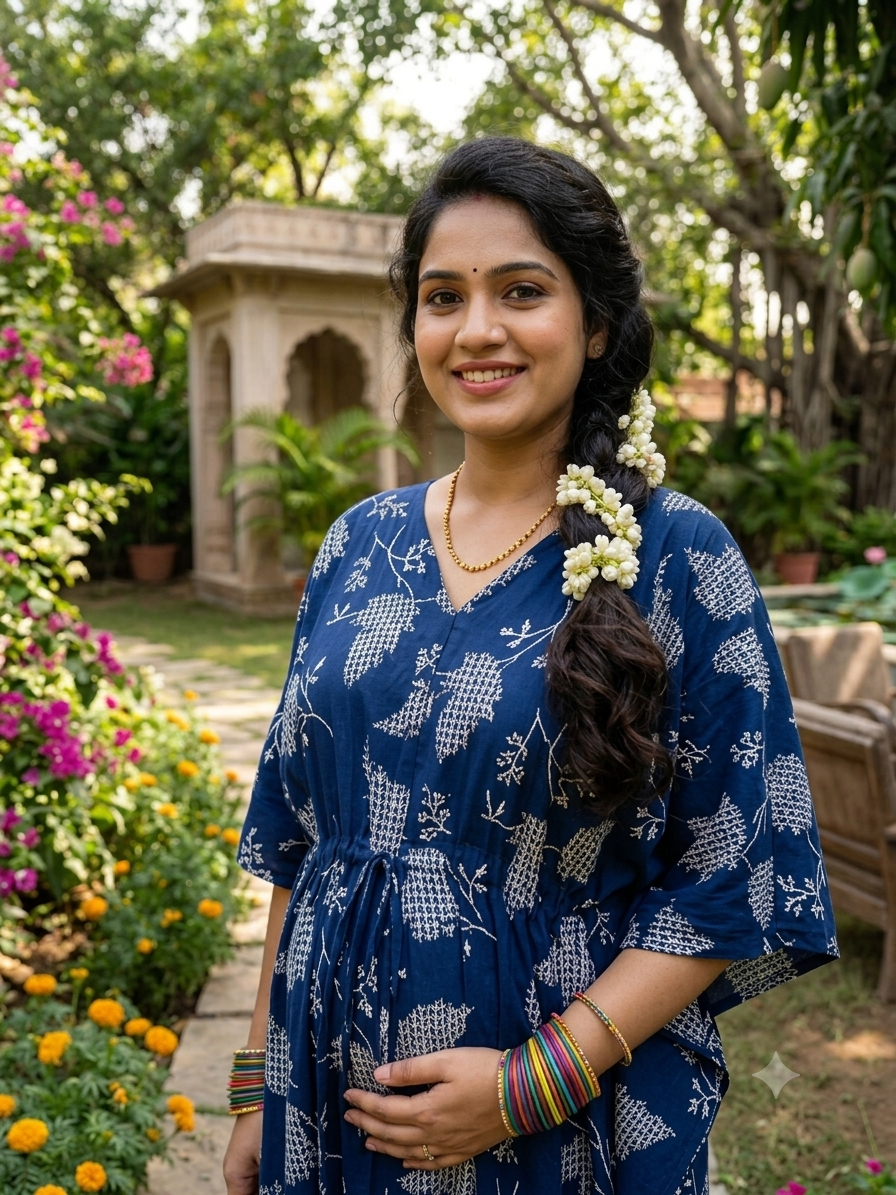 Premium floral kaftan in pure soft cotton fabric with centre zip &length 57”