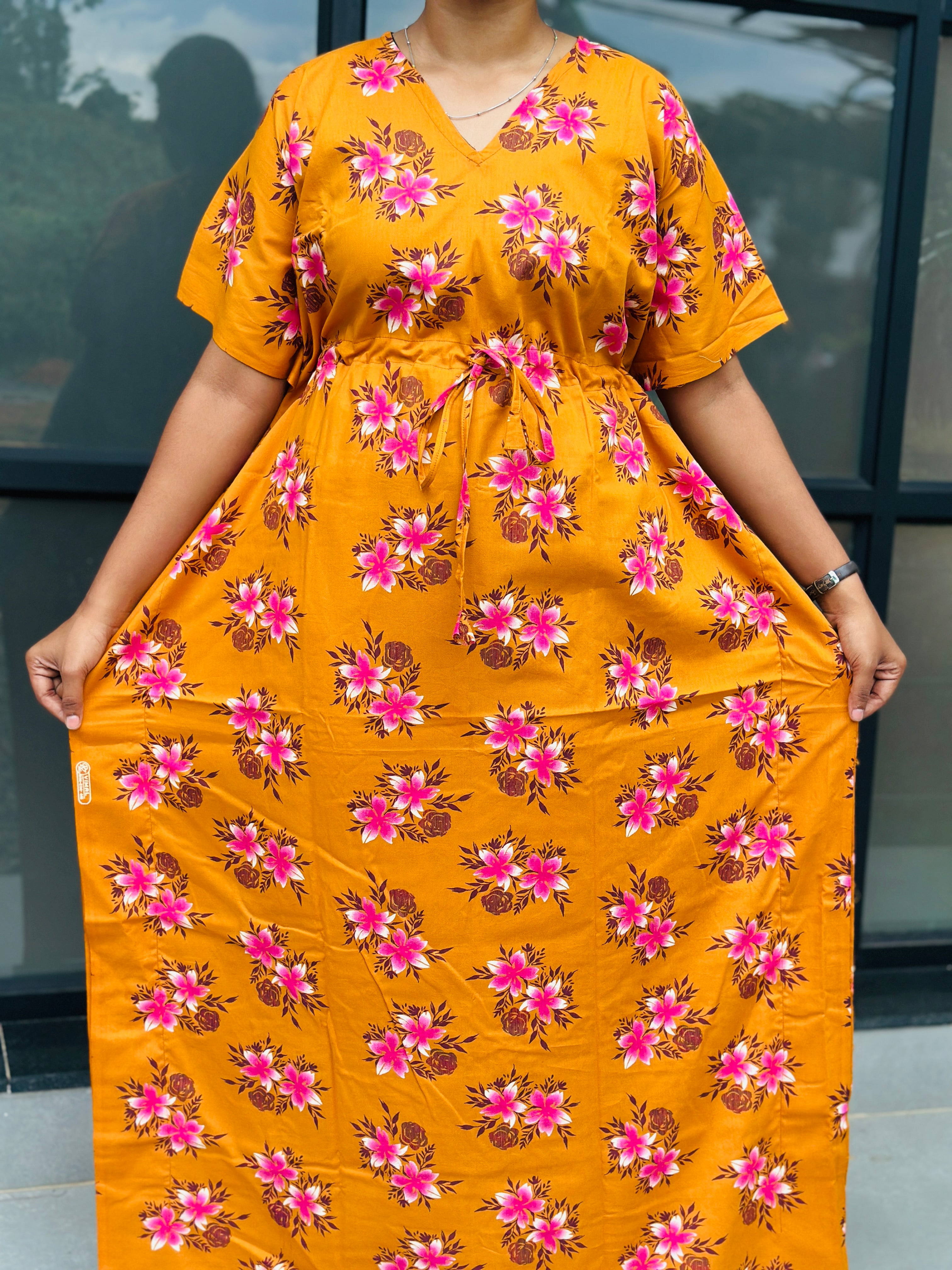 Mustard yellow non feeding kaftan