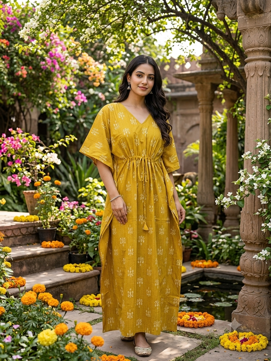 Kantha floral nonfeeding kaftans
