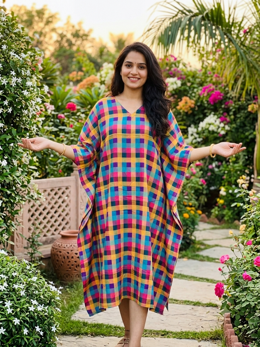 Madrass check kaftan top