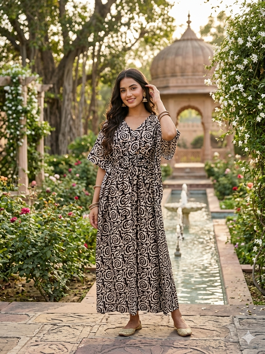 Batik nonfeeding kaftans-brown