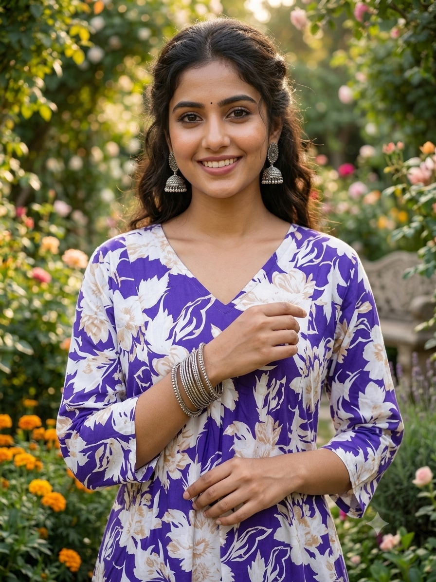 Floral aliacut 3/4 sleeve feeding frock