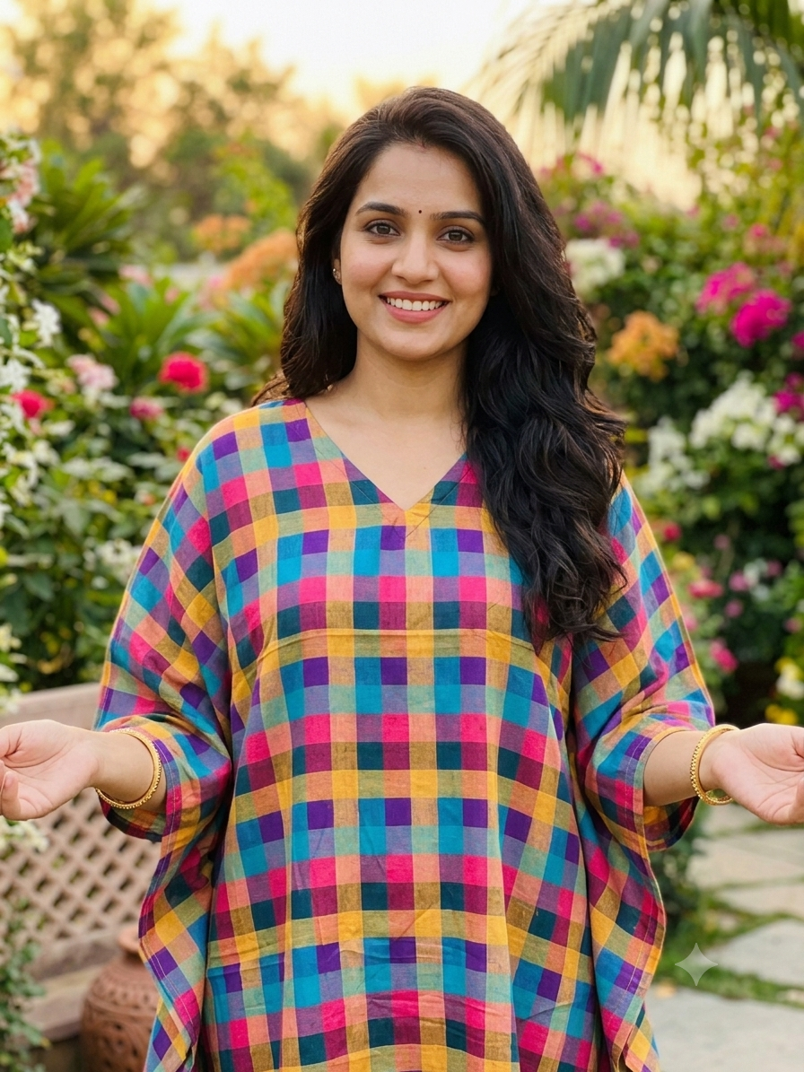 Madrass check kaftan top