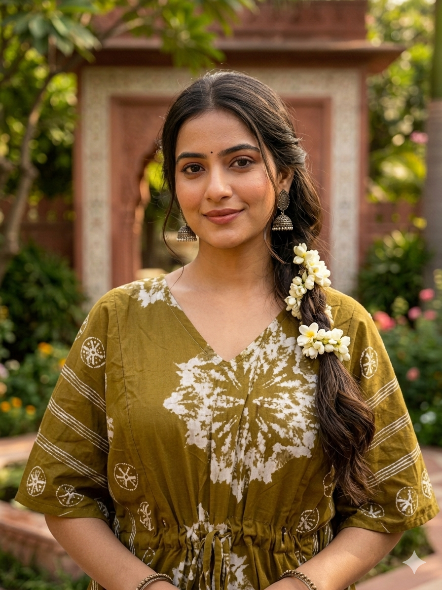 Floral feeding kaftan-mehandi