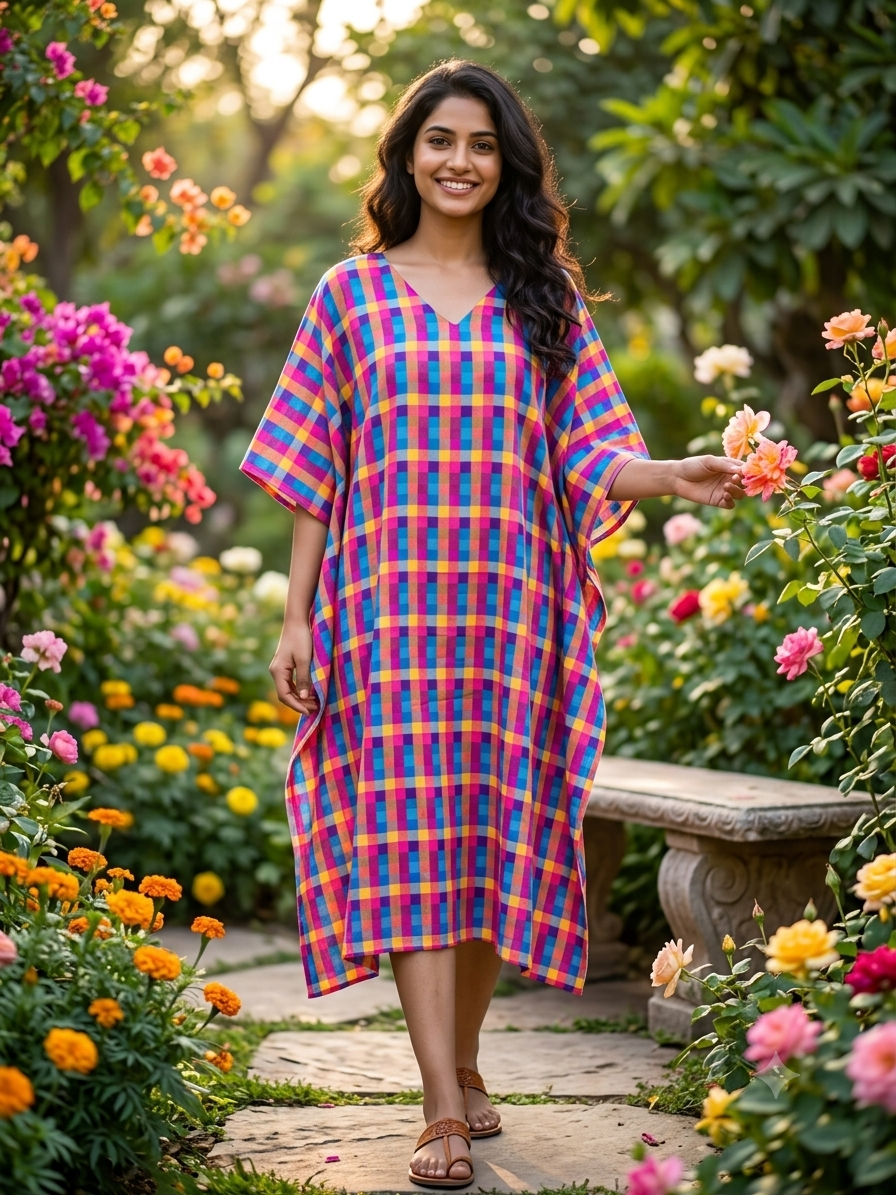Madrass check kaftan top
