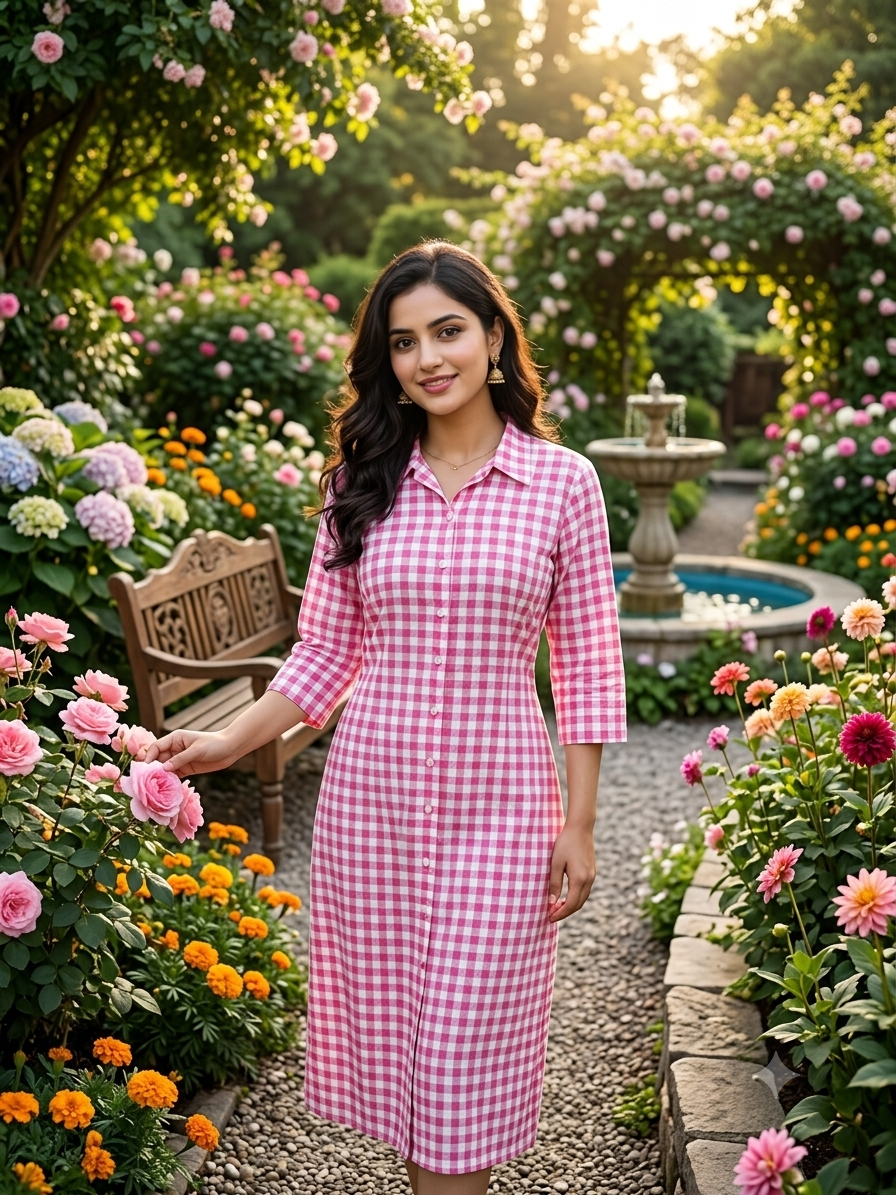 Check Shirt-collar feeding frock