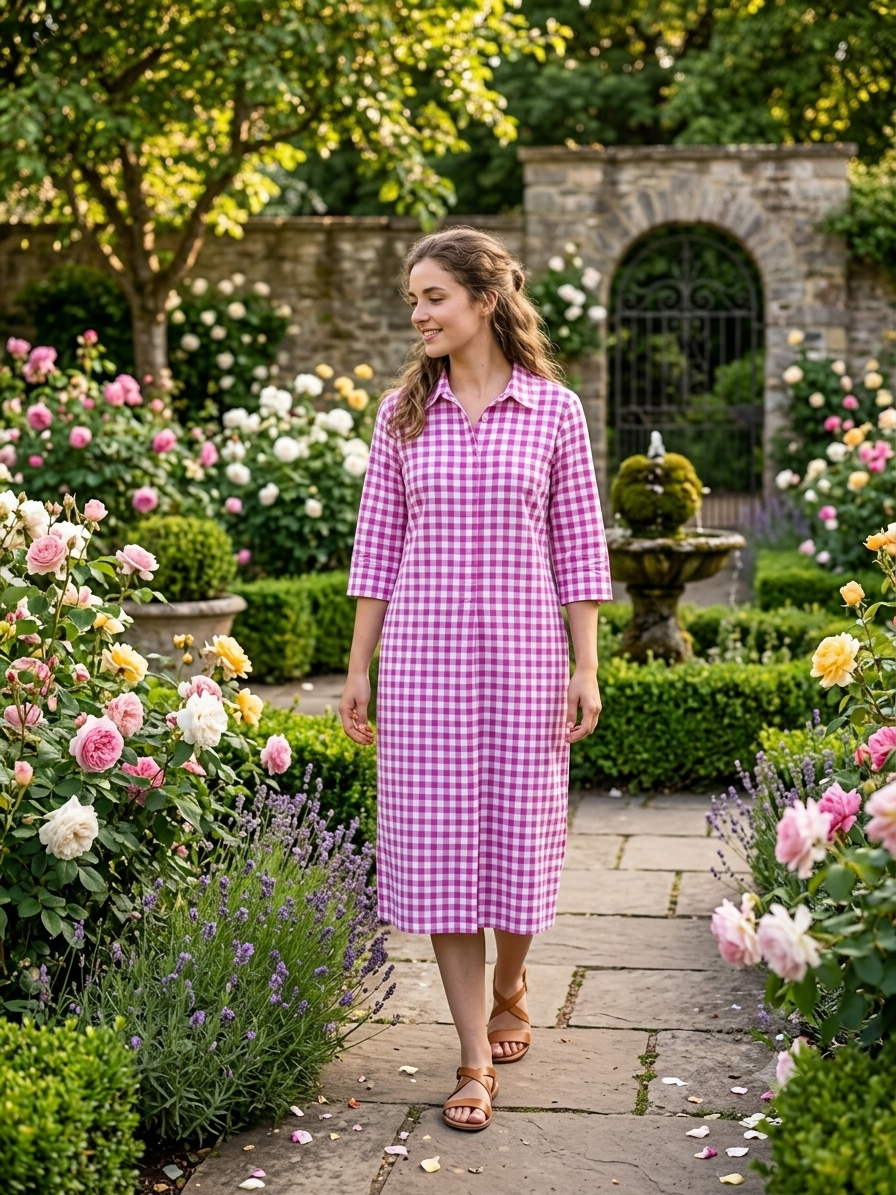 Check Shirt-collar feeding frock