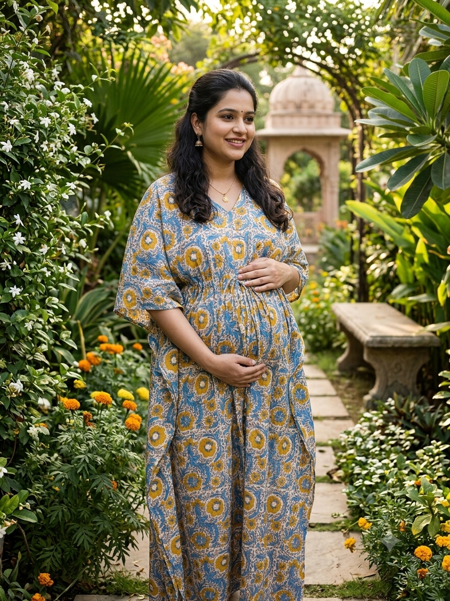 Premium floral plus size kaftan in pure soft cambric cotton fabric with centre zip &length 57” (free size L-5xl)