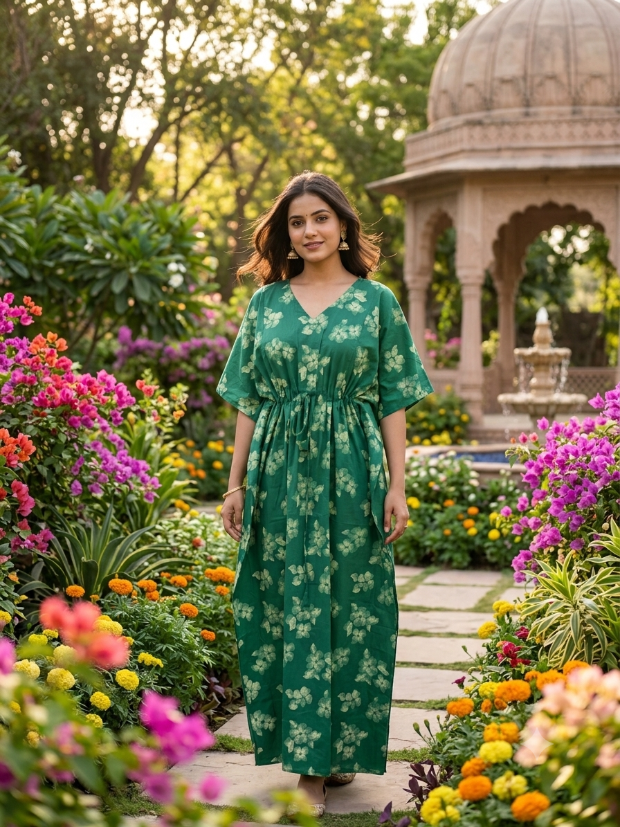 Floral feeding kaftan-green