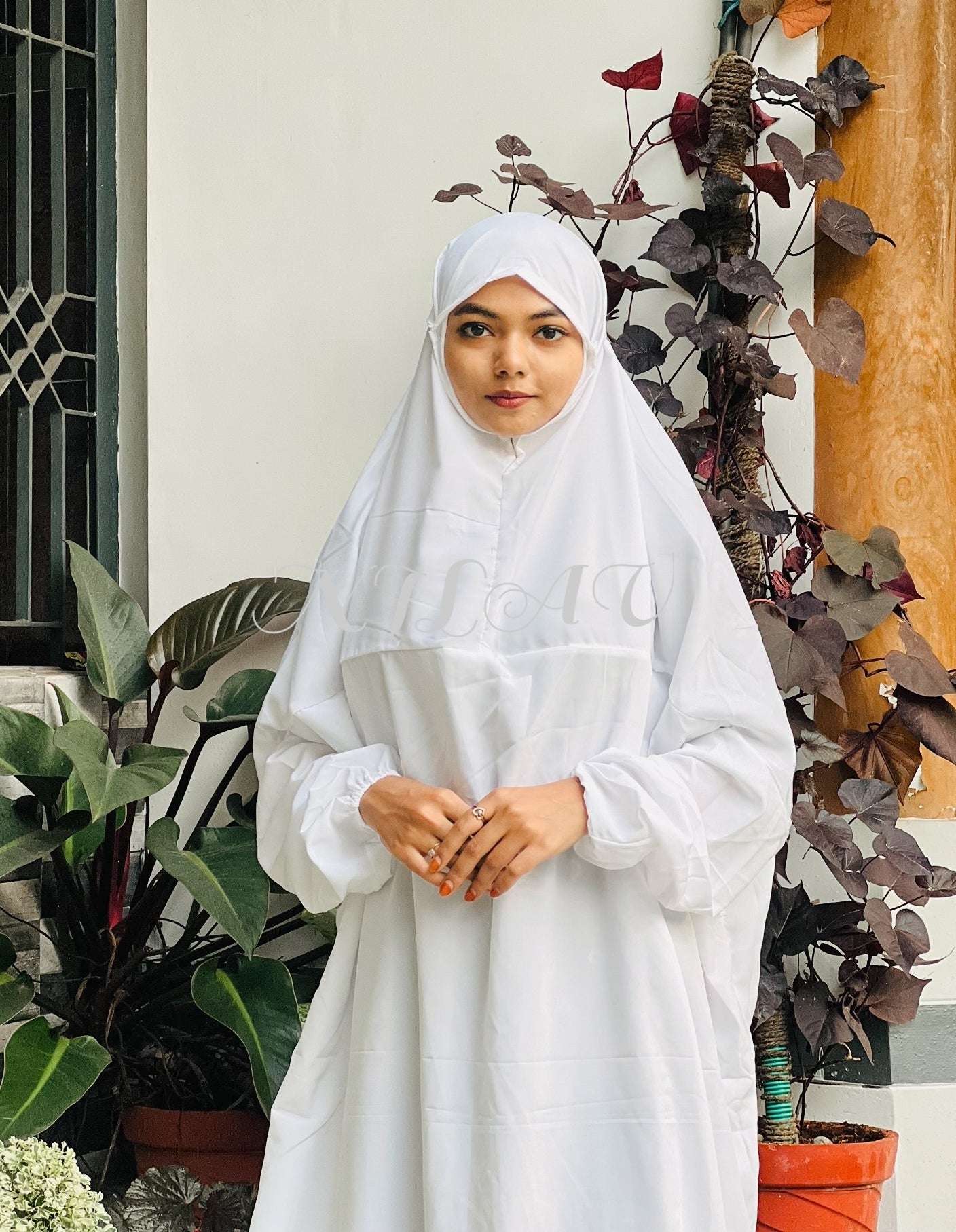 Premium White crepe without lace prayer dress