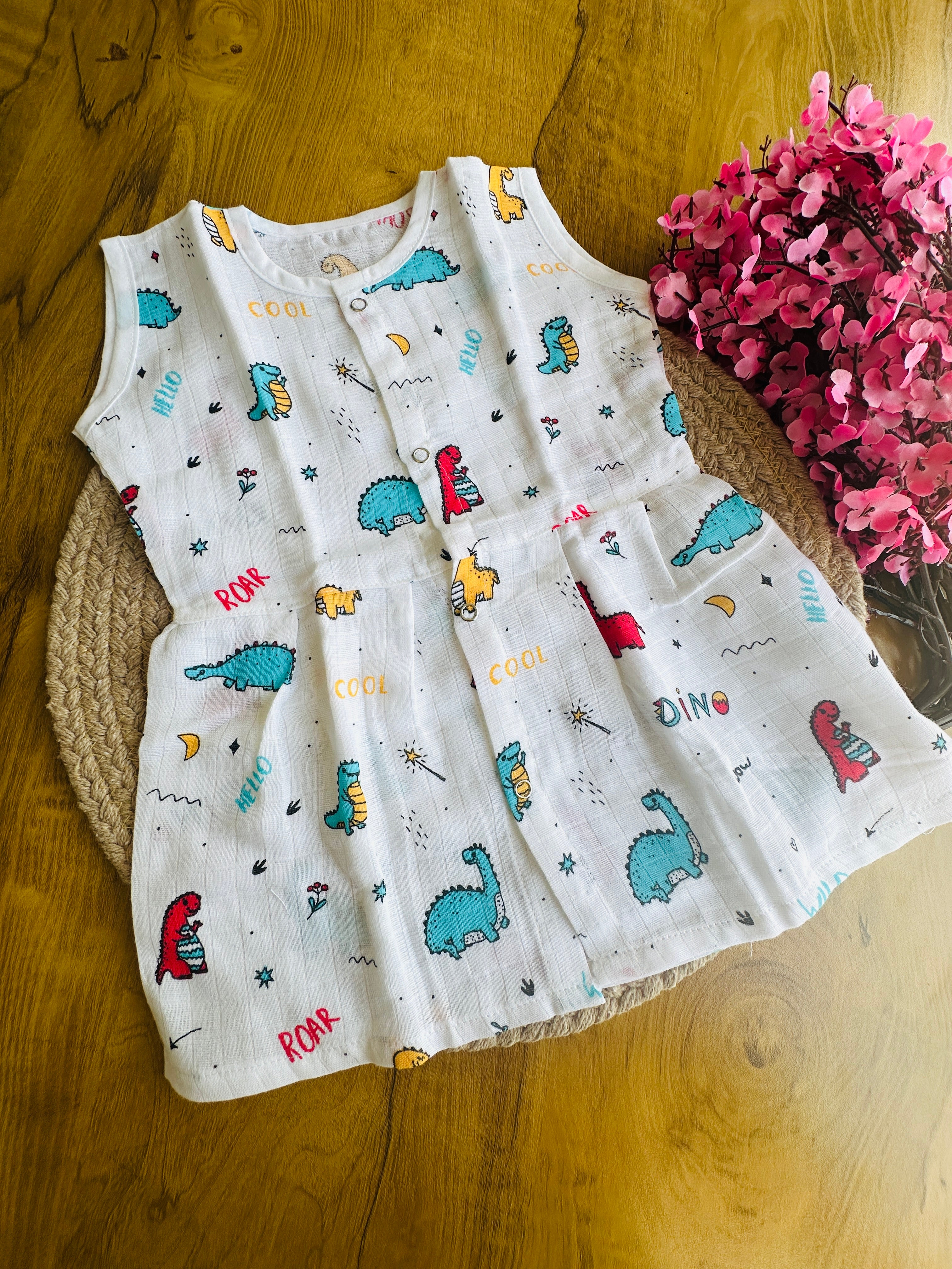 muslin frocks front open (3-6months)