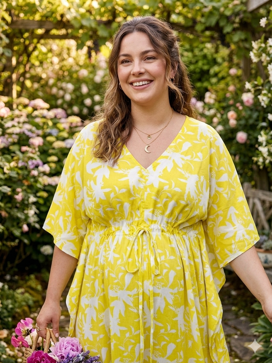 Premium floral plus size kaftan in pure soft cambric cotton fabric with centre zip &length 57” (free size L-5xl)