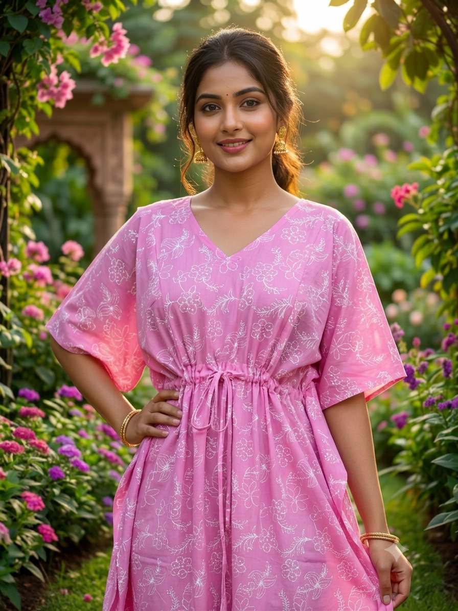 Floral feeding kaftan-pink