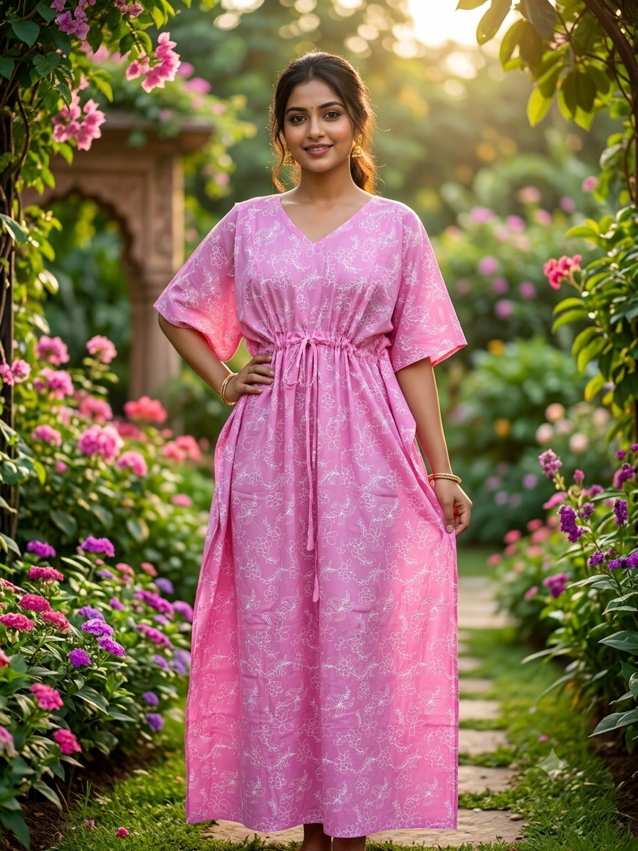 Floral feeding kaftan-pink