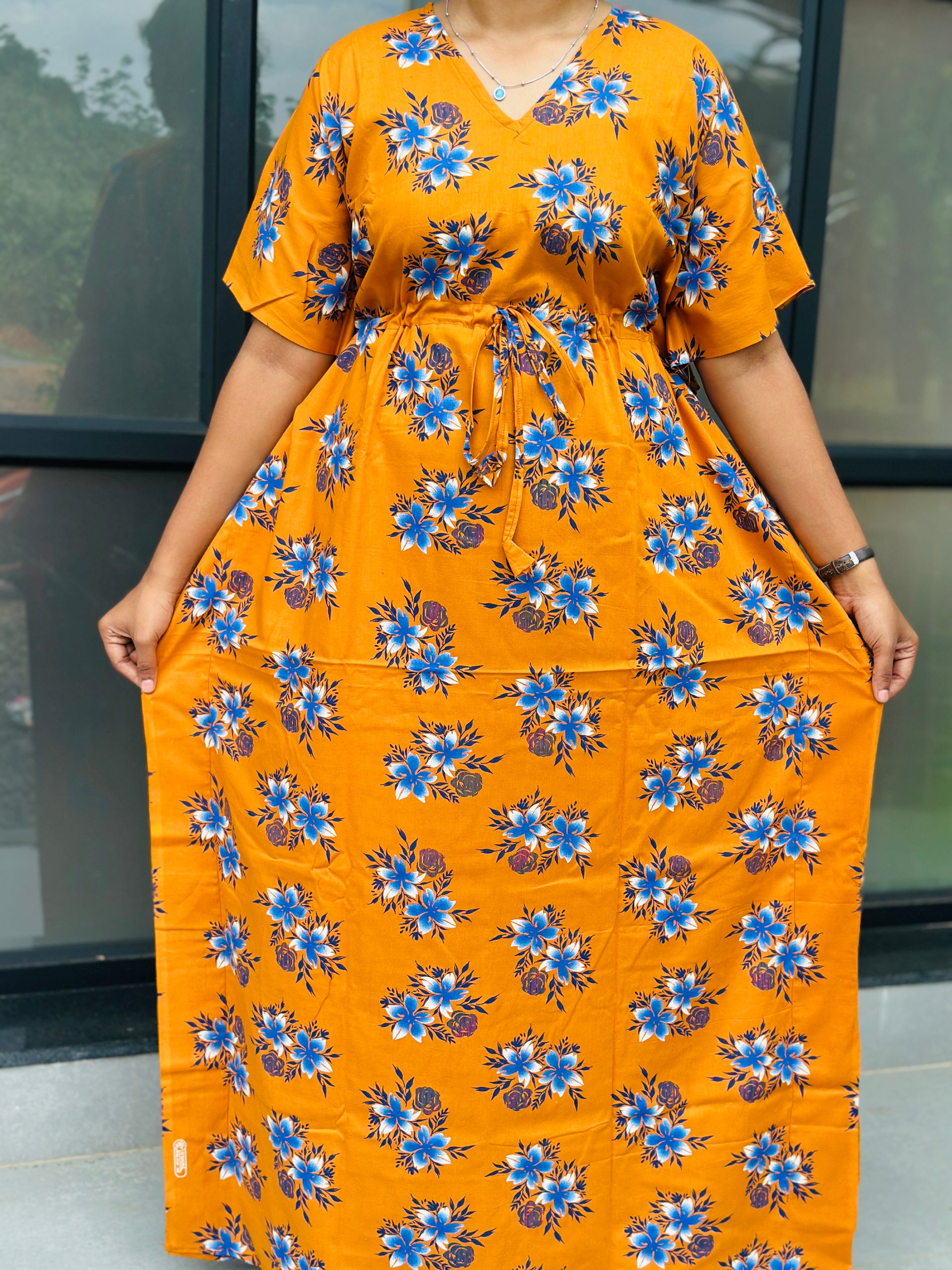 Mustard yellow non feeding kaftan