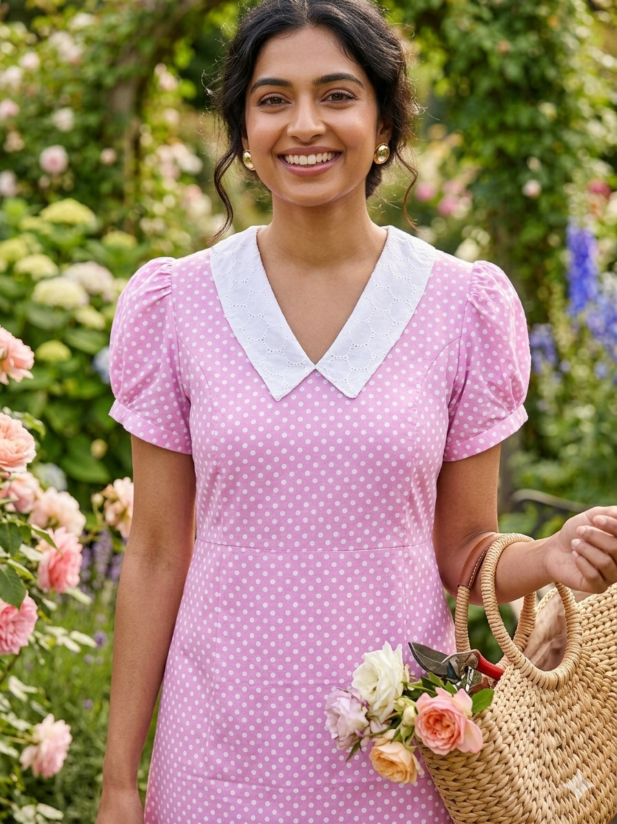 Peterpan collar polka feeding frock