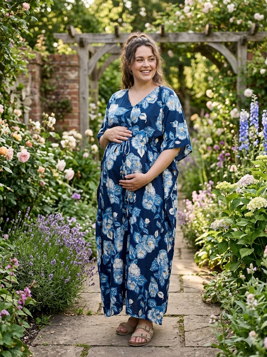 Premium floral plus size kaftan in pure soft cambric cotton fabric with centre zip &length 57” (free size L-5xl)
