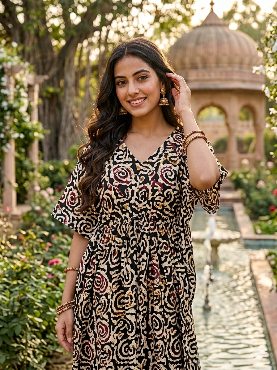 Batik nonfeeding kaftans-brown