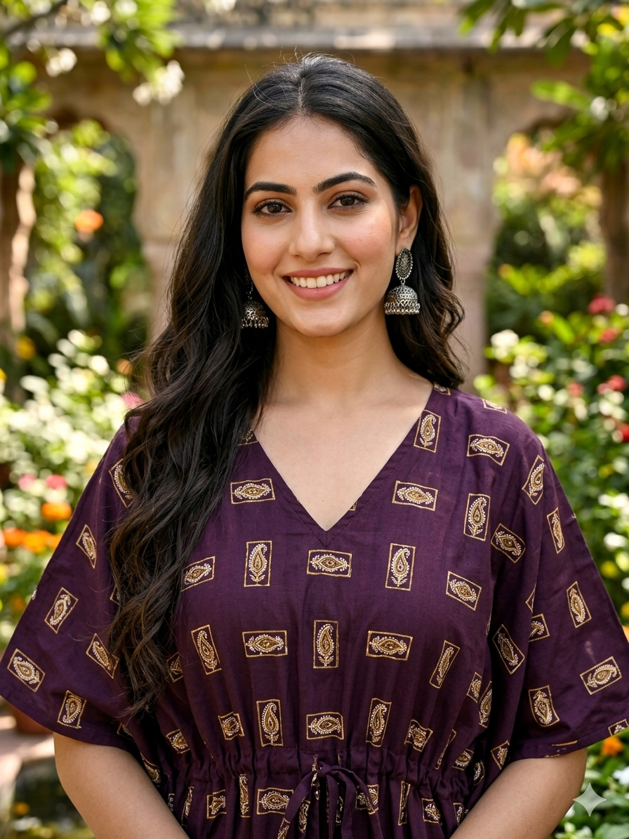 Floral feeding kaftan-wine