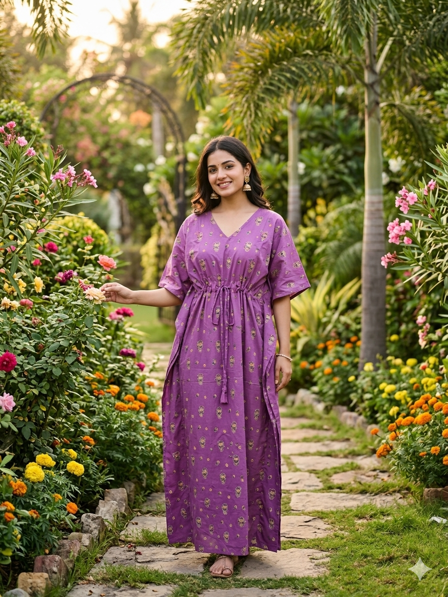 Floral feeding kaftan-lavender