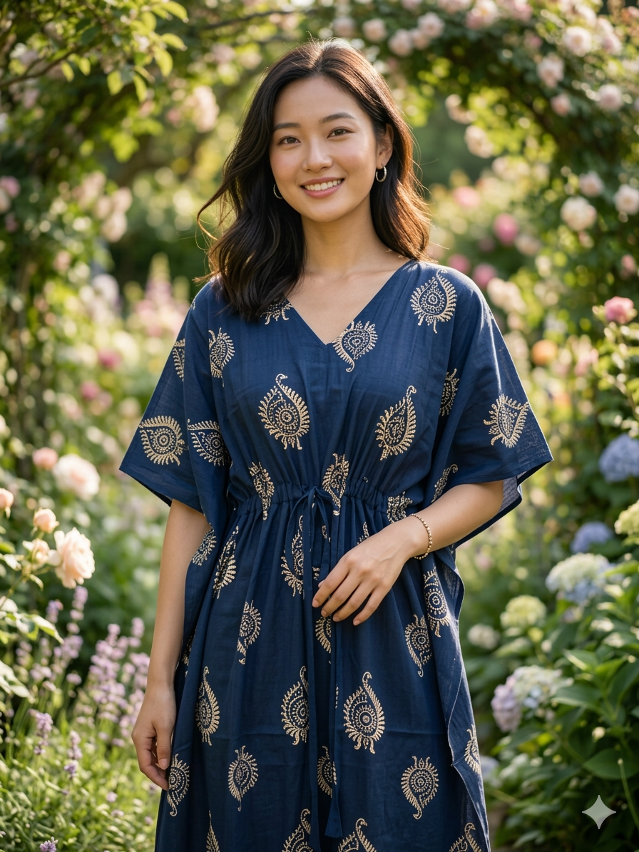 Ajrak feeding kaftans - navyblue