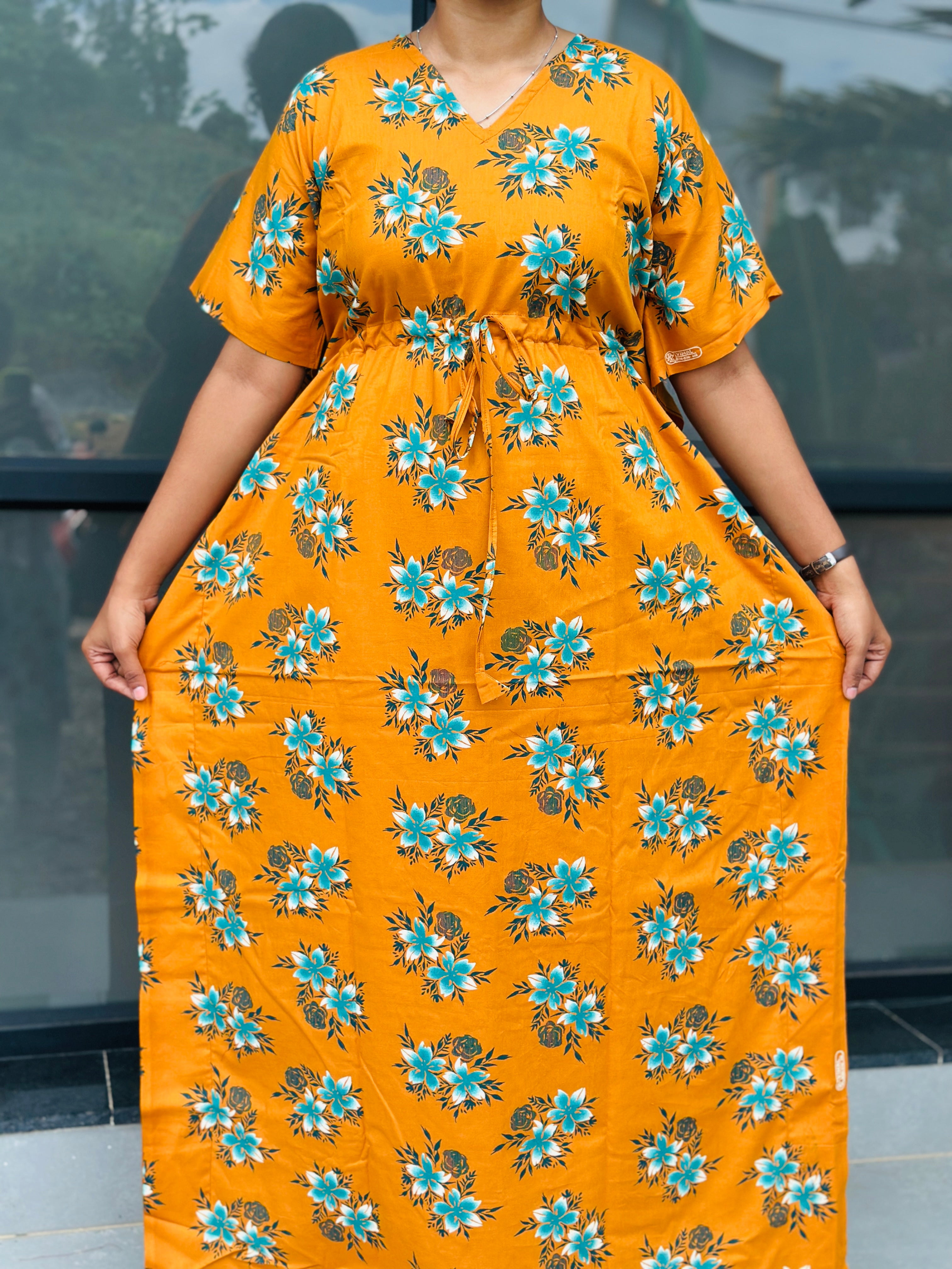 Mustard yellow non feeding kaftan