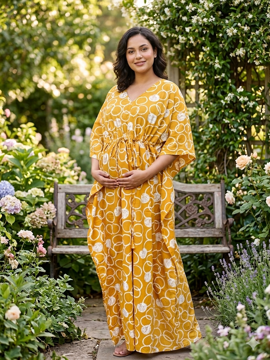 Premium floral plus size kaftan in pure soft cambric cotton fabric with centre zip &length 57” (free size L-5xl)