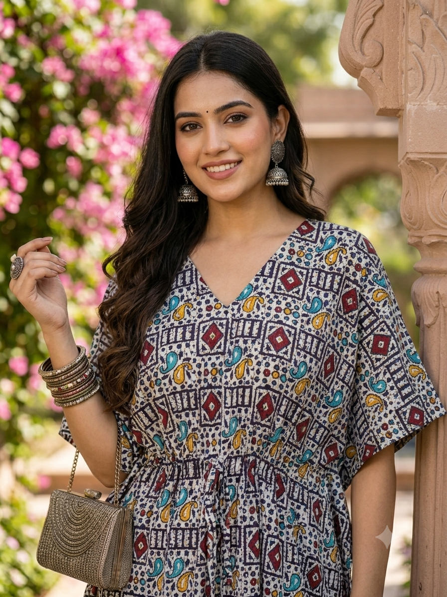 Batik feeding kaftan-black&meroon